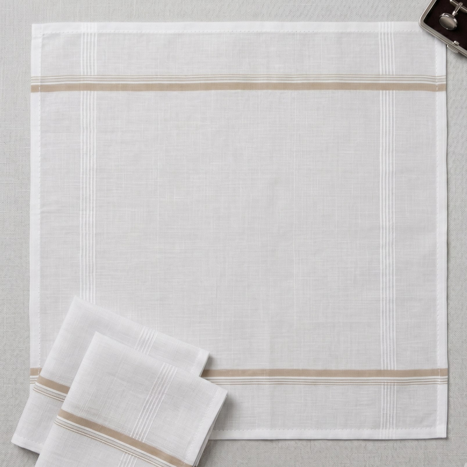 Premium beige border Gourav Hankies handkerchief