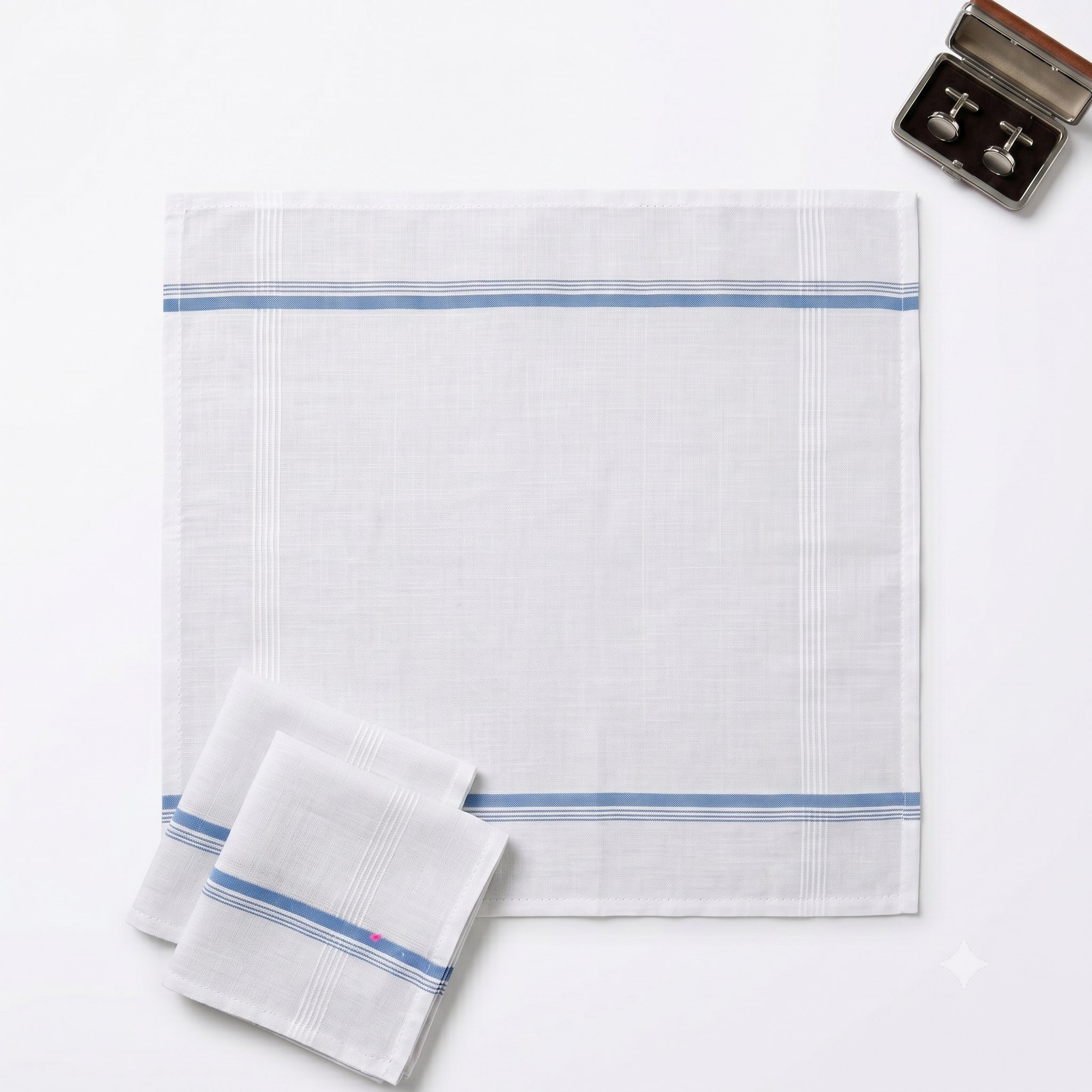 Premium blue border Gourav Hankies handkerchief