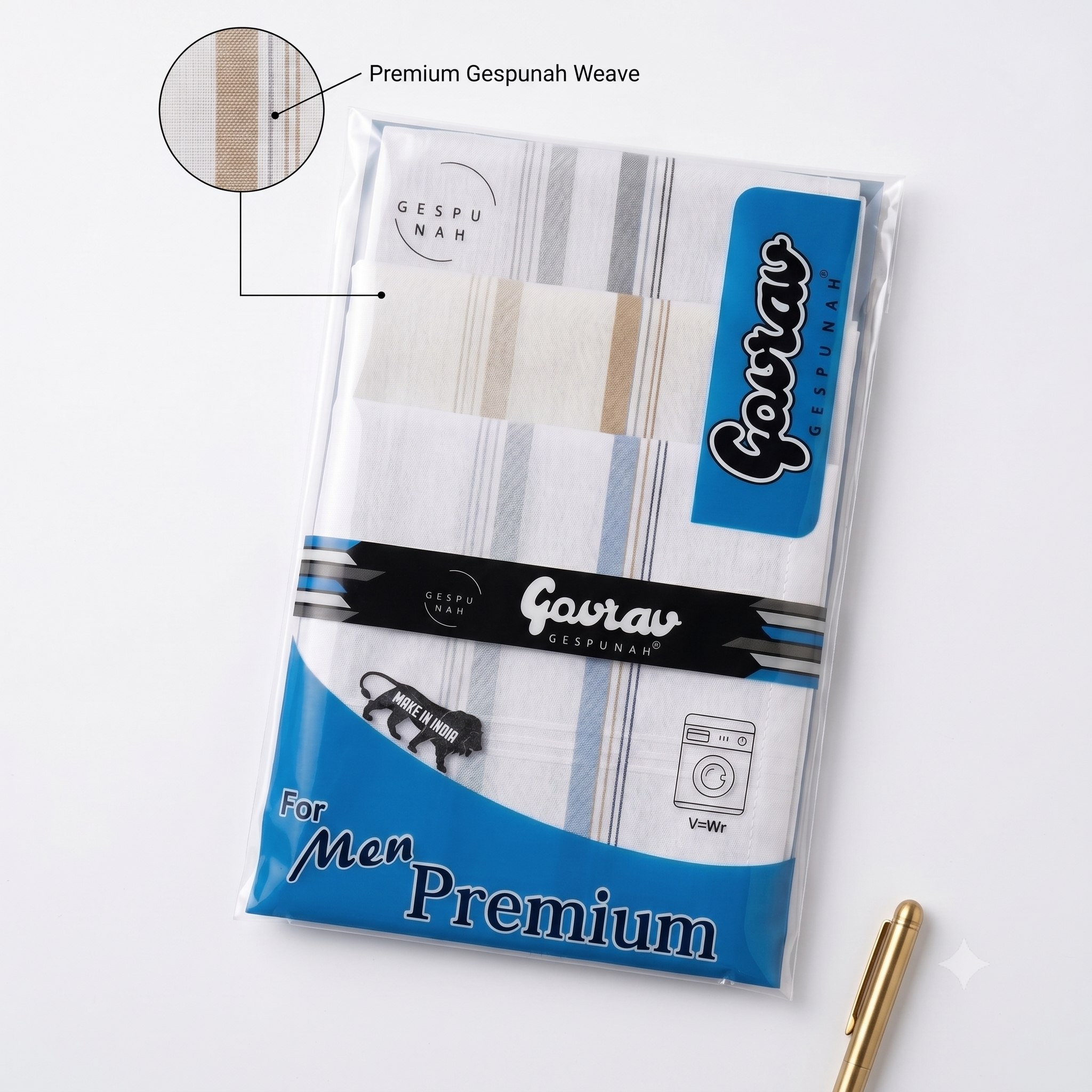 Gourav premium gespunah weave handkerchief pack